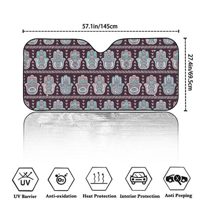 Hamsa Symbol Pattern Print Car Windshield Sun Shade