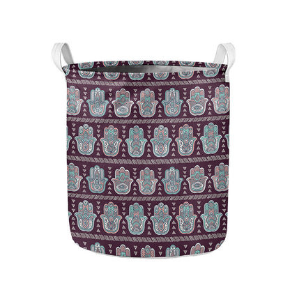 Hamsa Symbol Pattern Print Collapsible Laundry Basket