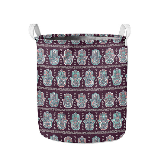 Hamsa Symbol Pattern Print Collapsible Laundry Basket