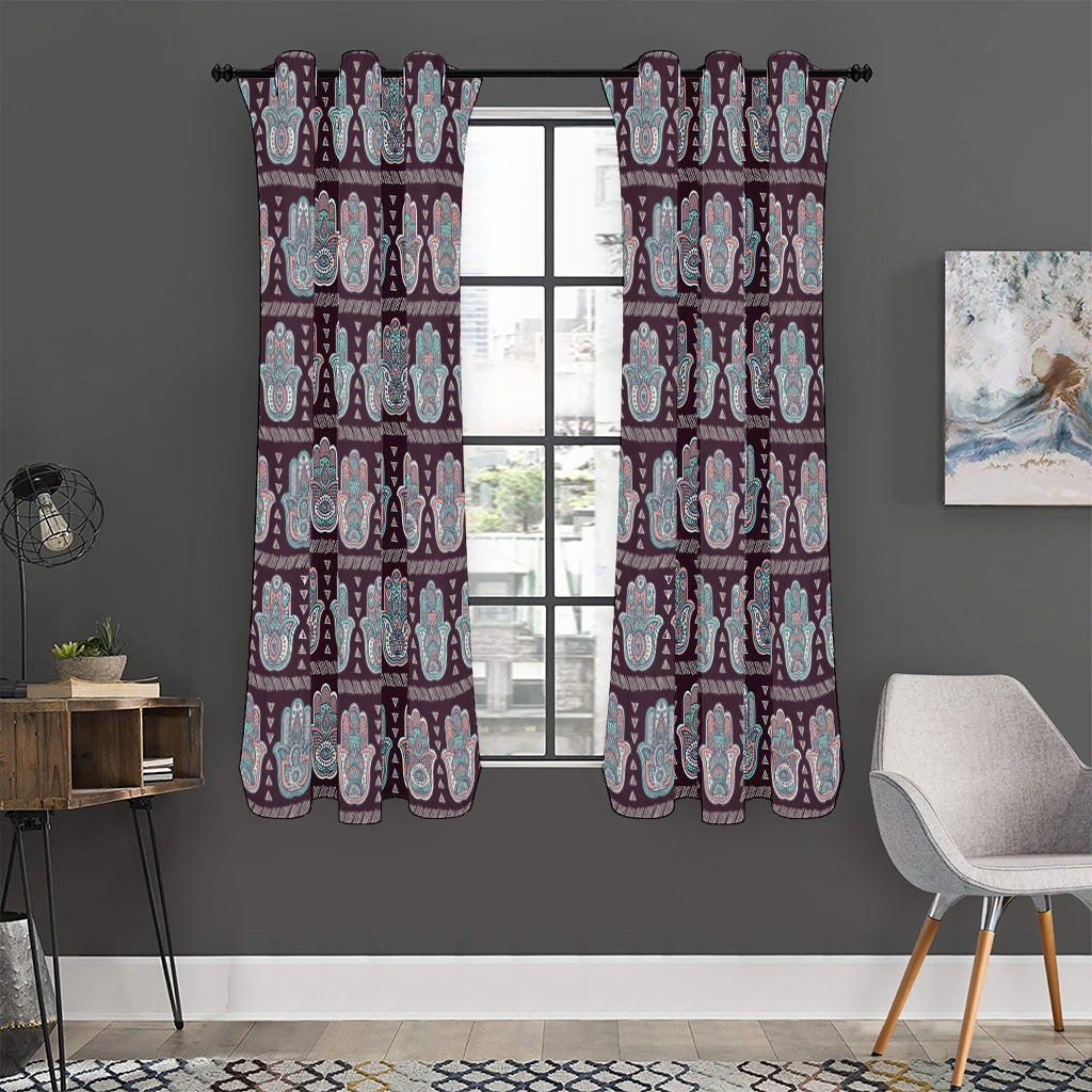 Hamsa Symbol Pattern Print Curtain
