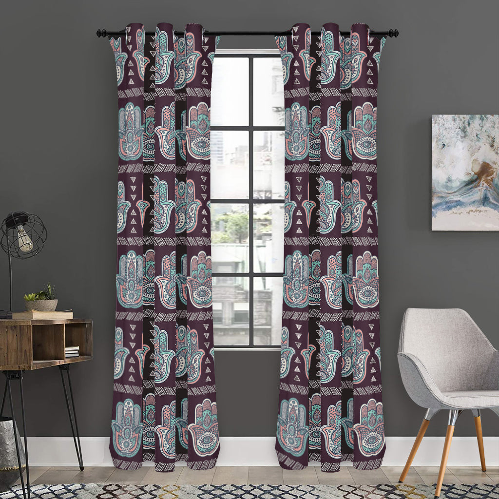 Hamsa Symbol Pattern Print Curtain