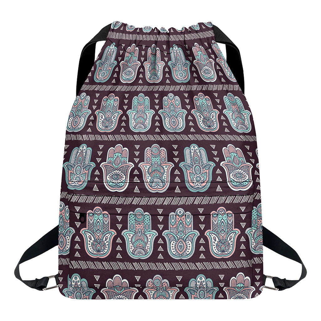 Hamsa Symbol Pattern Print Drawstring Backpack