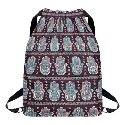 Hamsa Symbol Pattern Print Drawstring Backpack