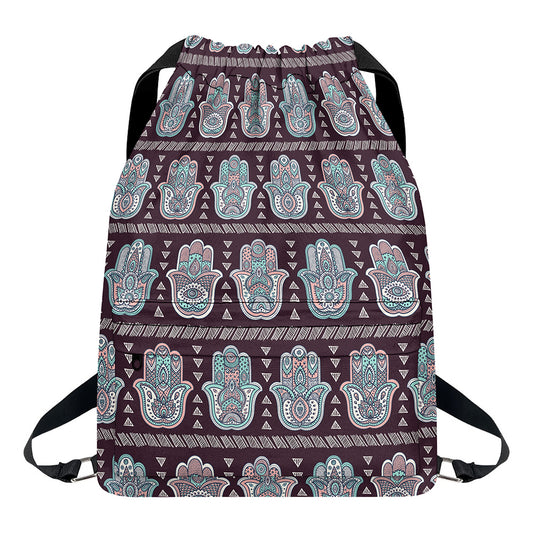 Hamsa Symbol Pattern Print Drawstring Backpack