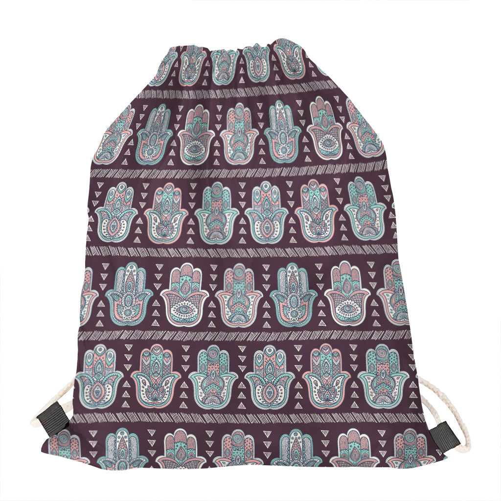 Hamsa Symbol Pattern Print Drawstring Bag