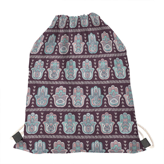 Hamsa Symbol Pattern Print Drawstring Bag