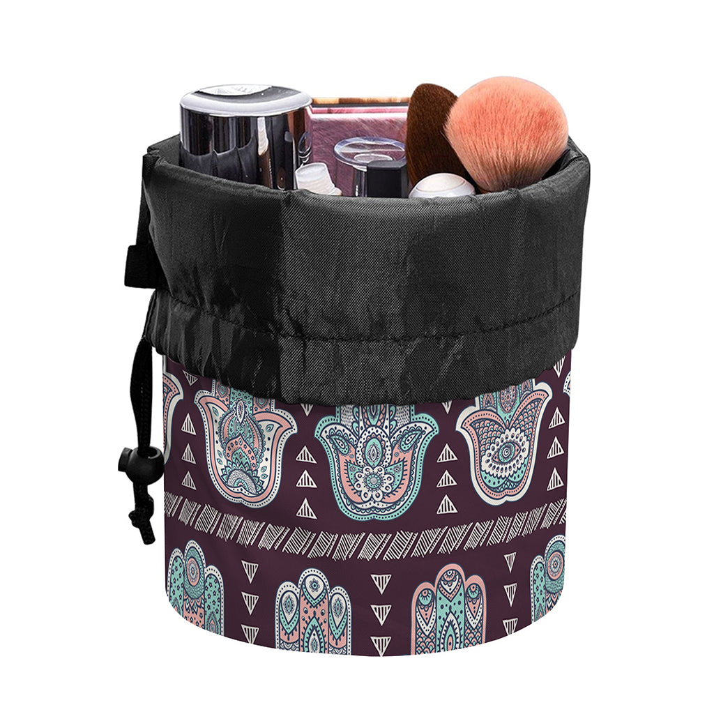 Hamsa Symbol Pattern Print Drawstring Makeup Bag