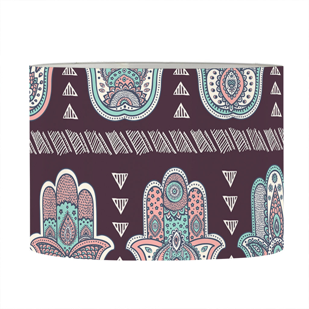 Hamsa Symbol Pattern Print Drum Lamp Shade