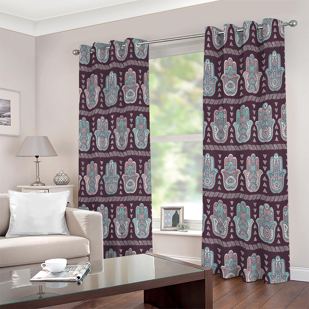 Hamsa Symbol Pattern Print Extra Wide Grommet Curtains