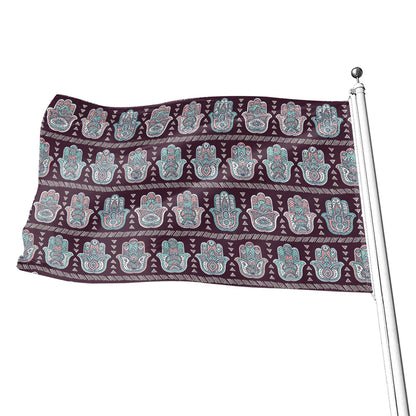 Hamsa Symbol Pattern Print Flag