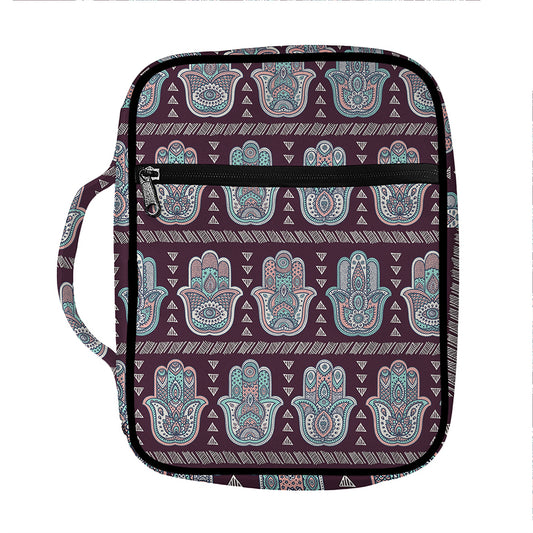 Hamsa Symbol Pattern Print Front Pocket Bible Bag