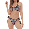 Hamsa Symbol Pattern Print Halter Scoop Tie Side Bikini