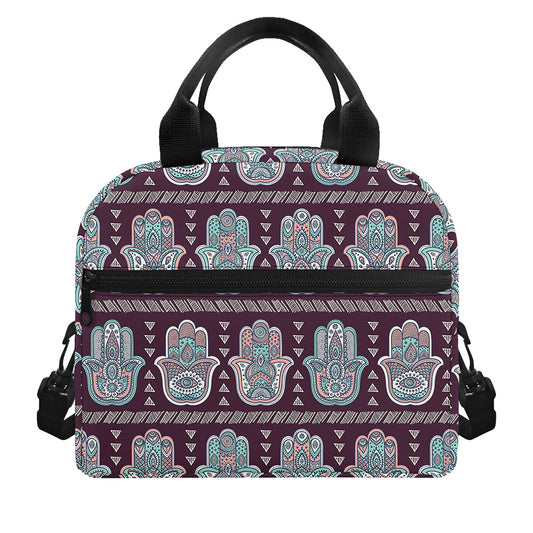 Hamsa Symbol Pattern Print Insulated Lunch Bag