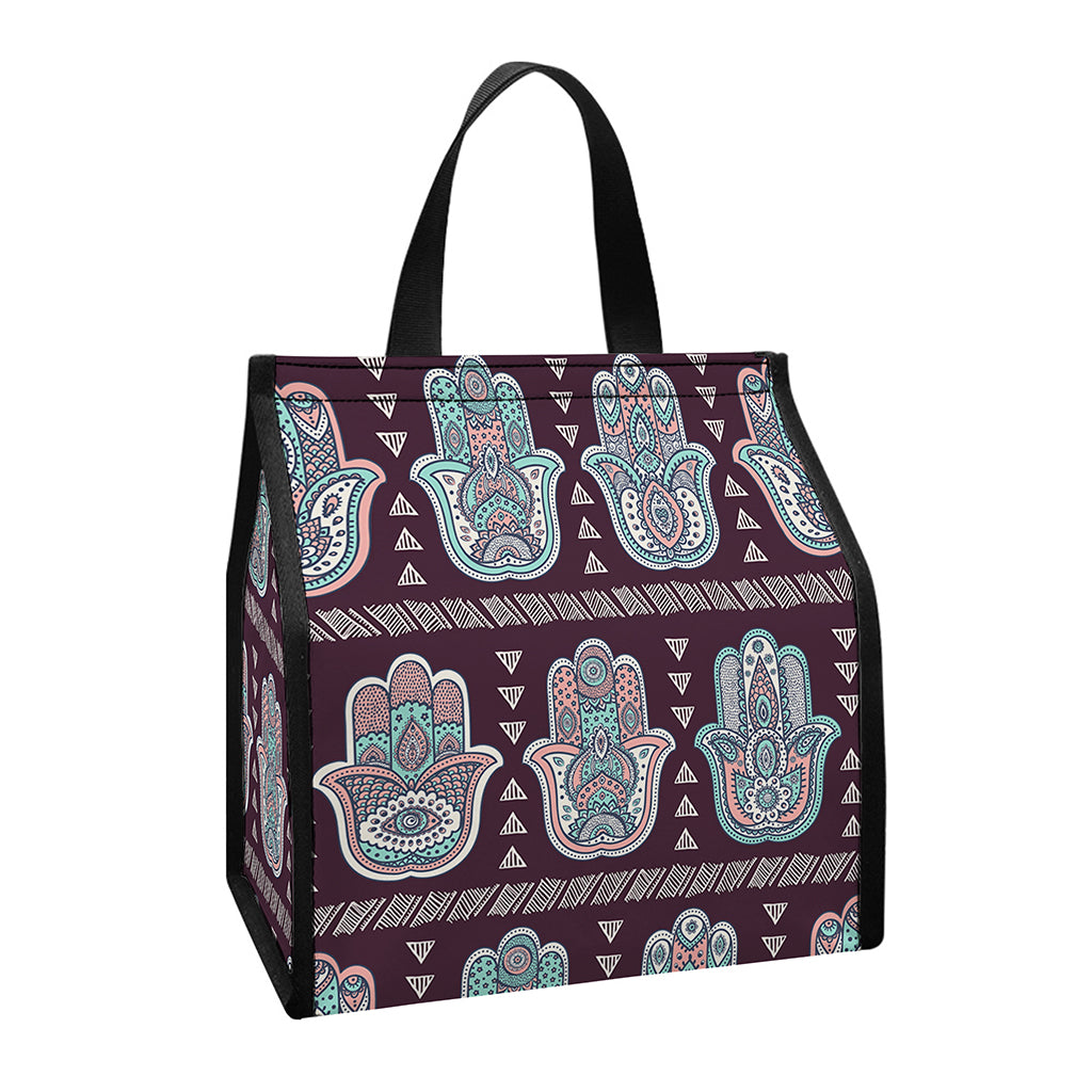 Hamsa Symbol Pattern Print Insulated Lunch Tote