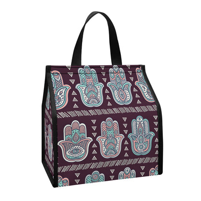 Hamsa Symbol Pattern Print Insulated Lunch Tote