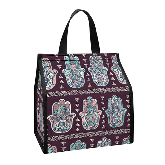 Hamsa Symbol Pattern Print Insulated Lunch Tote