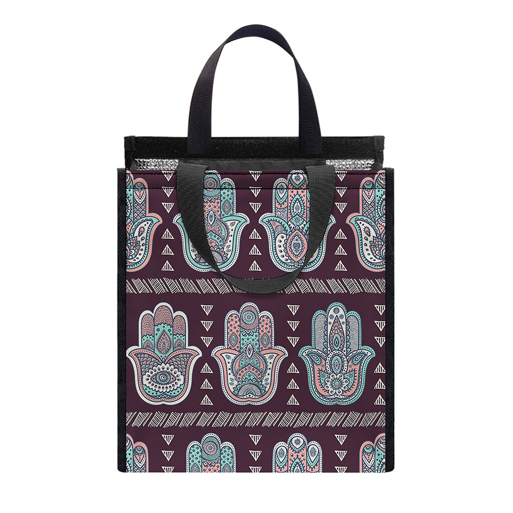 Hamsa Symbol Pattern Print Insulated Lunch Tote