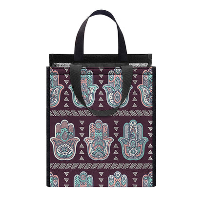 Hamsa Symbol Pattern Print Insulated Lunch Tote