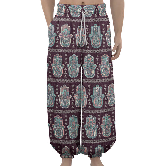 Hamsa Symbol Pattern Print Lantern Pants