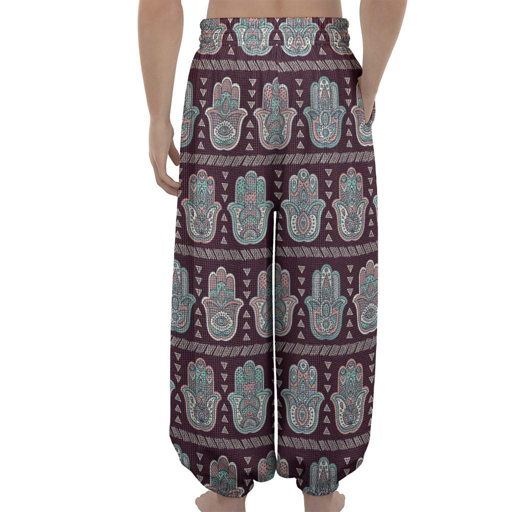 Hamsa Symbol Pattern Print Lantern Pants