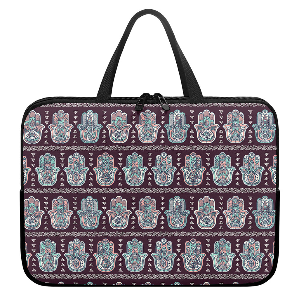 Hamsa Symbol Pattern Print Laptop Sleeve With Handle