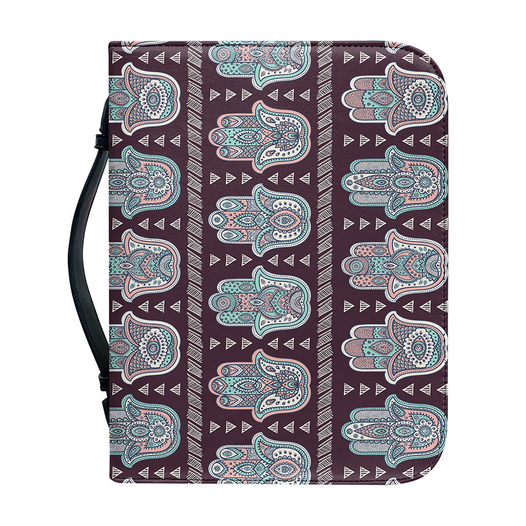 Hamsa Symbol Pattern Print Leather Bible Cover
