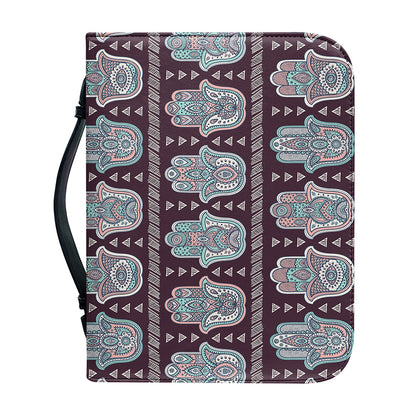 Hamsa Symbol Pattern Print Leather Bible Cover