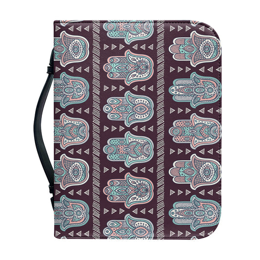 Hamsa Symbol Pattern Print Leather Bible Cover
