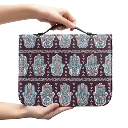 Hamsa Symbol Pattern Print Leather Bible Cover
