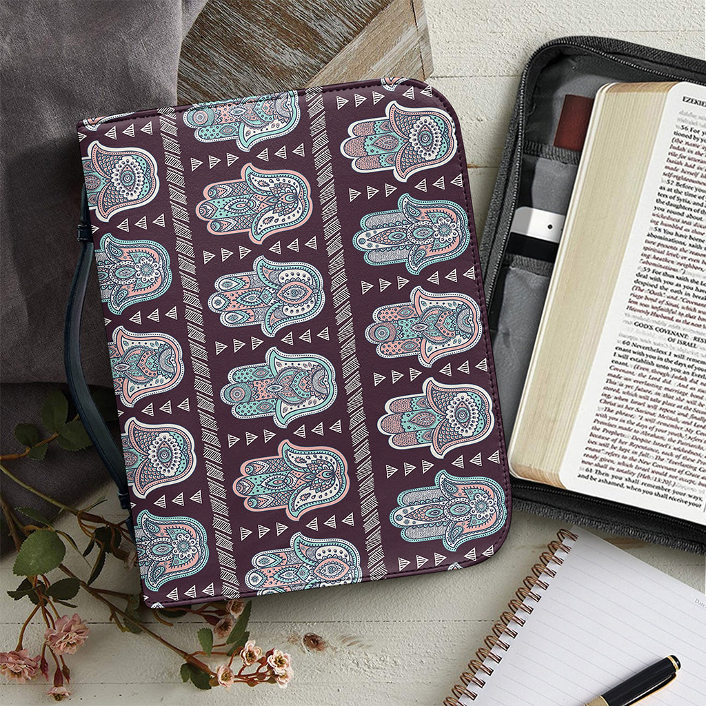 Hamsa Symbol Pattern Print Leather Bible Cover