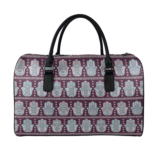 Hamsa Symbol Pattern Print Leather Duffle Bag