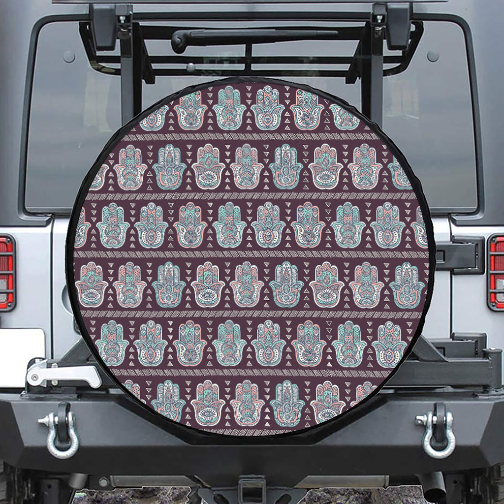 Hamsa Symbol Pattern Print Leather Spare Tire Cover