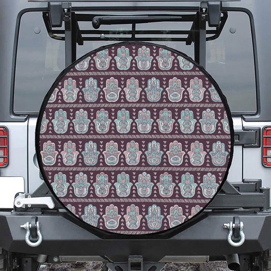 Hamsa Symbol Pattern Print Leather Spare Tire Cover