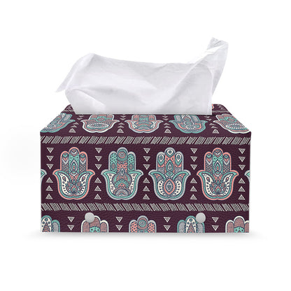 Hamsa Symbol Pattern Print Leather Tissue Box Cover