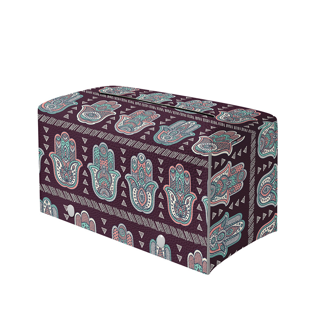 Hamsa Symbol Pattern Print Leather Tissue Box Cover