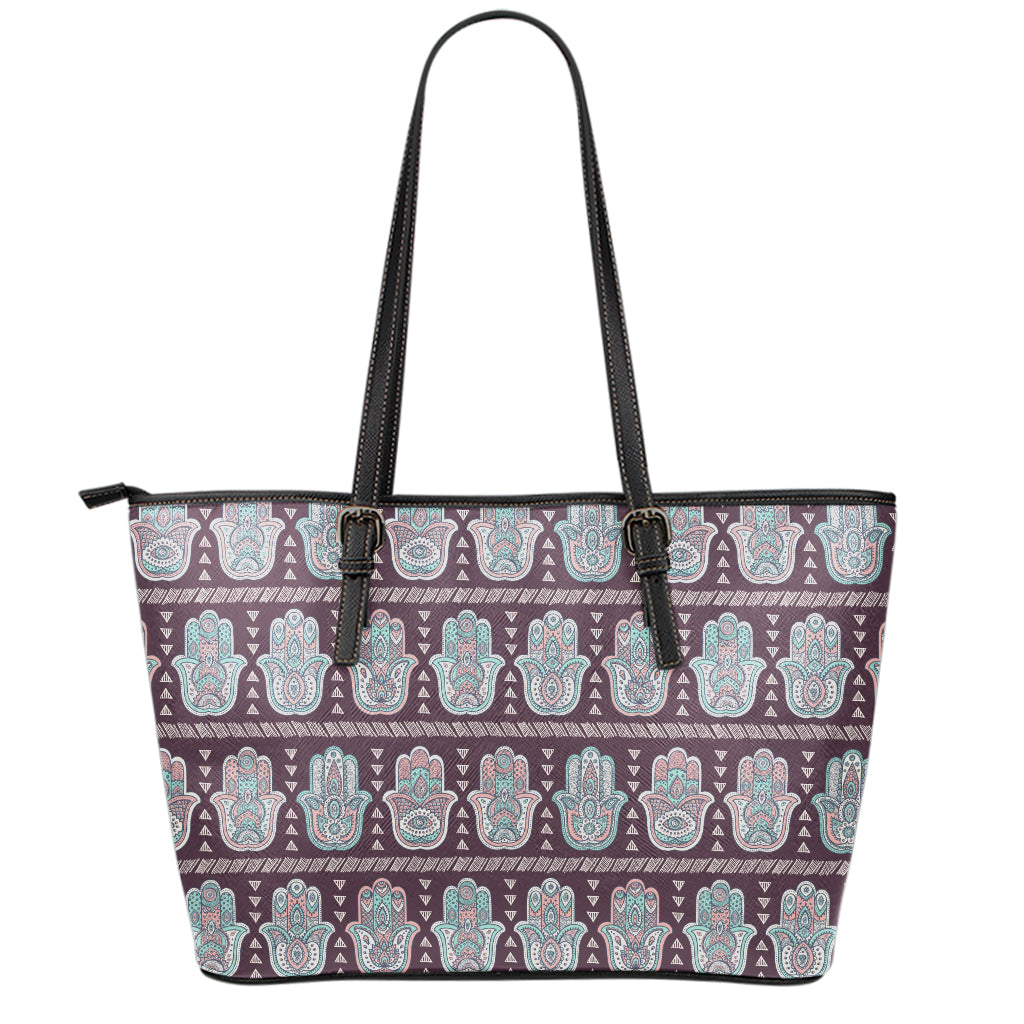 Hamsa Symbol Pattern Print Leather Tote Bag