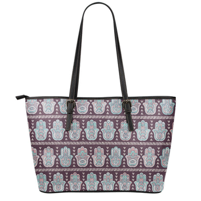 Hamsa Symbol Pattern Print Leather Tote Bag