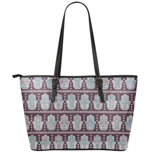 Hamsa Symbol Pattern Print Leather Tote Bag