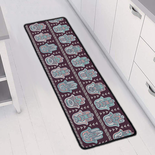 Hamsa Symbol Pattern Print Long Kitchen Mat