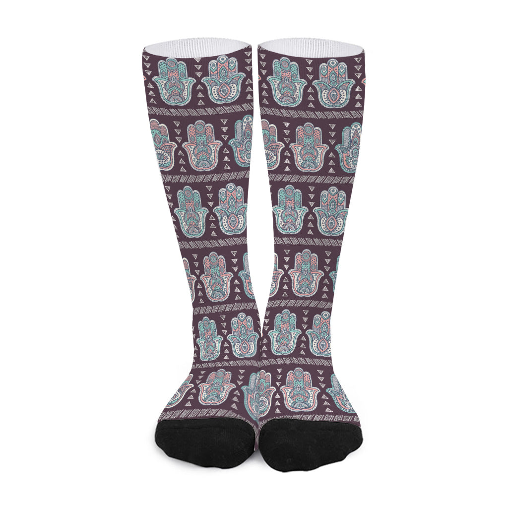 Hamsa Symbol Pattern Print Long Socks