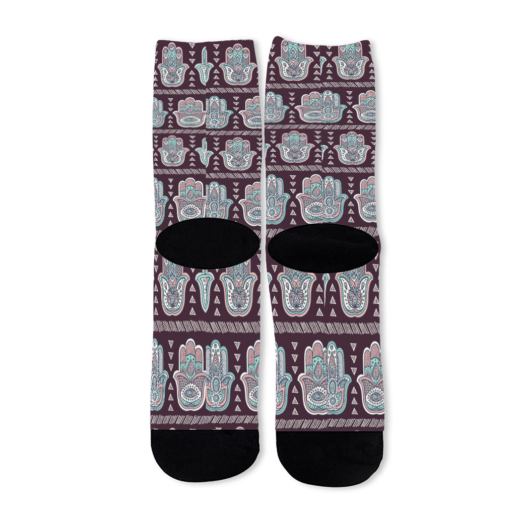 Hamsa Symbol Pattern Print Long Socks