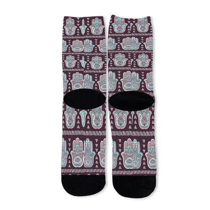 Hamsa Symbol Pattern Print Long Socks