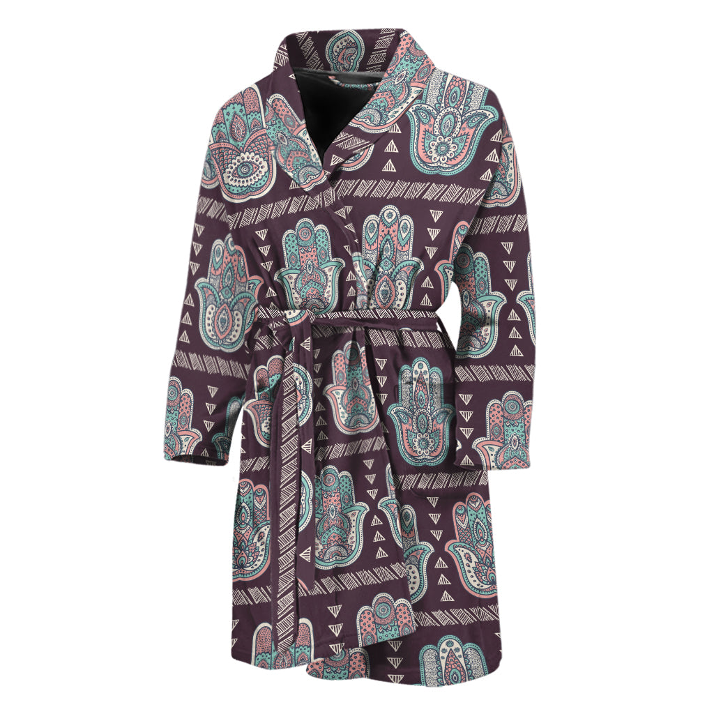 Hamsa Symbol Pattern Print Men's Bathrobe