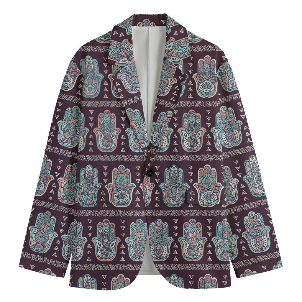 Hamsa Symbol Pattern Print Men's Blazer