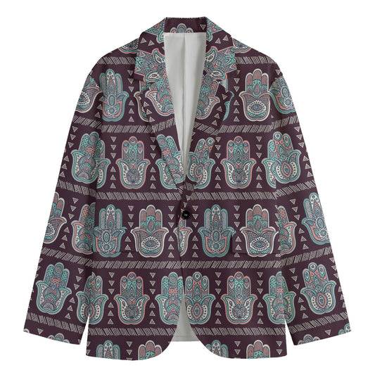 Hamsa Symbol Pattern Print Men's Blazer
