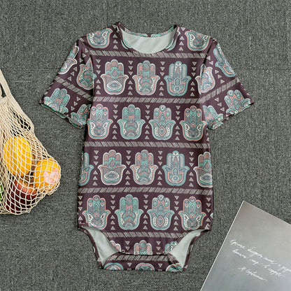Hamsa Symbol Pattern Print Men's Bodysuit