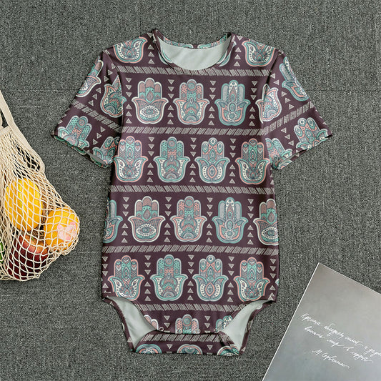 Hamsa Symbol Pattern Print Men's Bodysuit