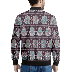 Hamsa Symbol Pattern Print Men's Bomber Jacket