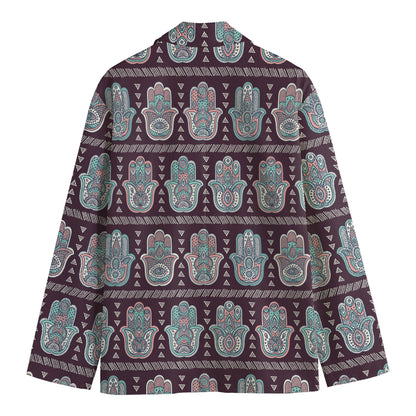 Hamsa Symbol Pattern Print Men's Cotton Blazer