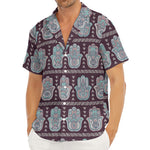 Hamsa Symbol Pattern Print Men's Deep V-Neck Shirt